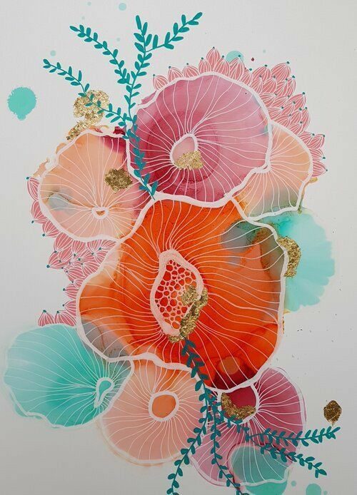 Aquarell & Gold Event Flower 2